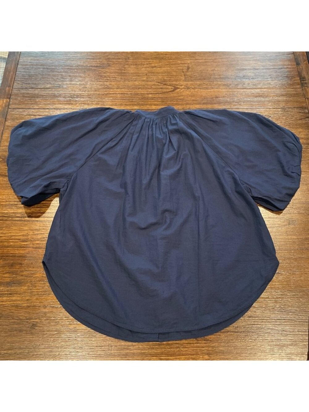 NWT Madewell XL Shirred Balloon-Sleeve Top Navy Blouse Cotton Voile Button Front - Picture 6 of 11